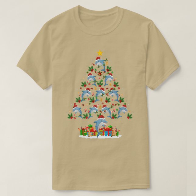 Camiseta Dolphin Lover Xmas Lighting Papais noeis Dolphin C (Frente do Design)