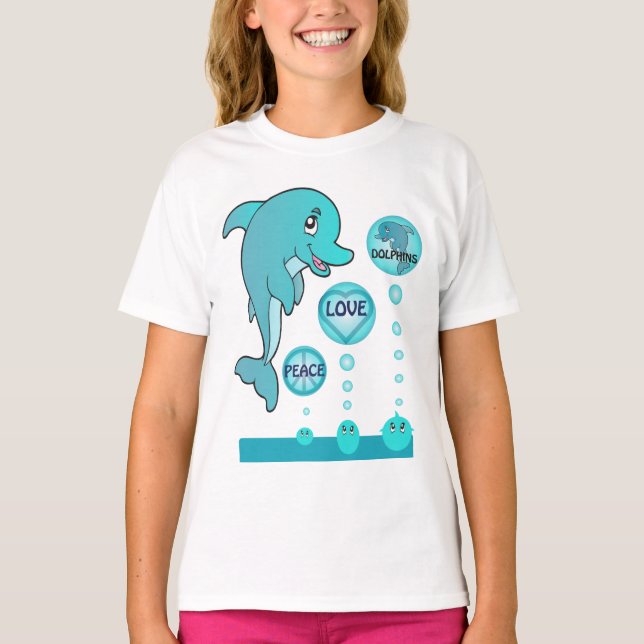 Camiseta Dolphin Peace Love Dolphins Kids T-shirt (Frente)