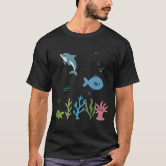 Camiseta Dolphin Underwater Kids Fish Marine Animals Sea