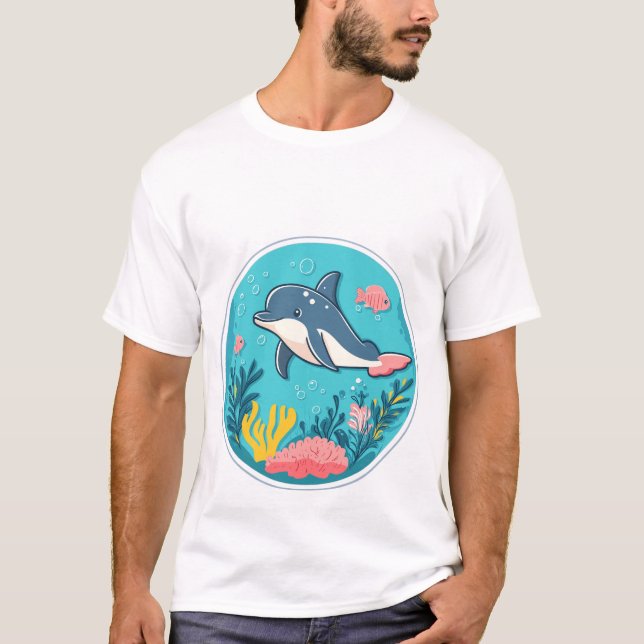 Camiseta Dolphin Underwater Wonderland | Oceano Cinto Illus (Frente)