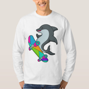 Camiseta Dolpin como Skater com skate