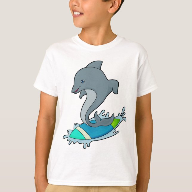 Camiseta Dolpin como Surfer com Surfboard (Frente)