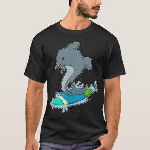 Camiseta Dolpin como Surfer com Surfboard