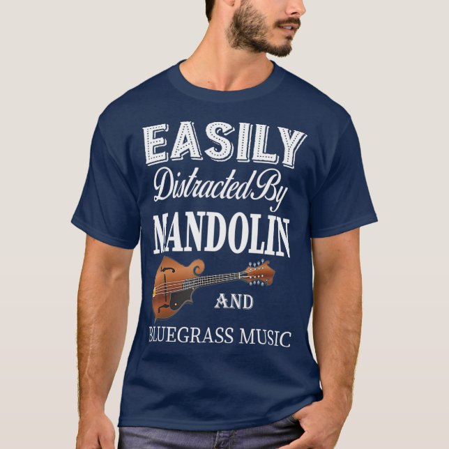 Camiseta Dom de Bluegrass Laranja Mandolin, facilmente dist (Frente)