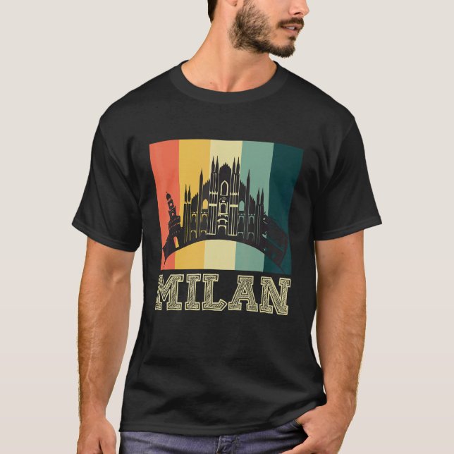 Camiseta Dom De Milan, De Itália, Em Milão, Na Linha Do Sky (Frente)