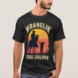 Camiseta Domando Feroz Traje Retro de Cowboy para Homens e