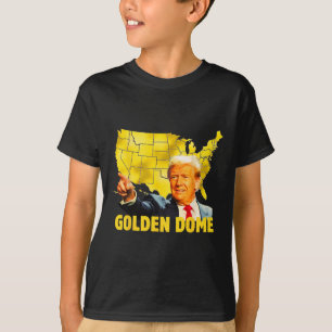 Camiseta Dome Dourada Trump Grande Mapa Americano Patriótic