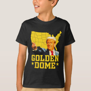 Camiseta Dome Dourada Trump Grande Mapa Americano Patriótic