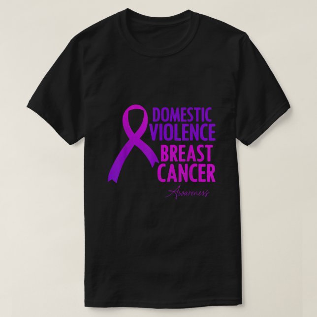 Camiseta Domestic Violence And Breast Cancer Awareness Mont (Frente do Design)