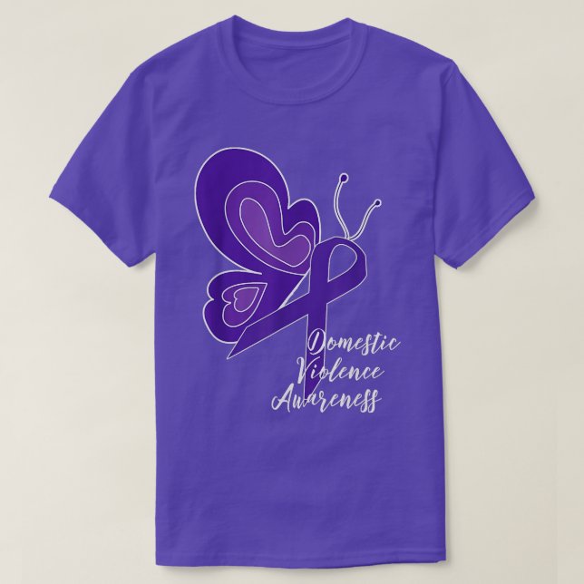 CAMISETA DOMESTIC VIOLENCE AWARENESS ABUSE PURPLE RIBBON BU (Frente do Design)