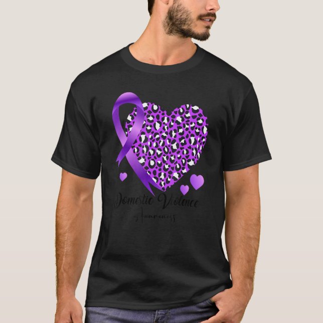 Camiseta Domestic Violence Awareness Heart Leopard Purple r (Frente)