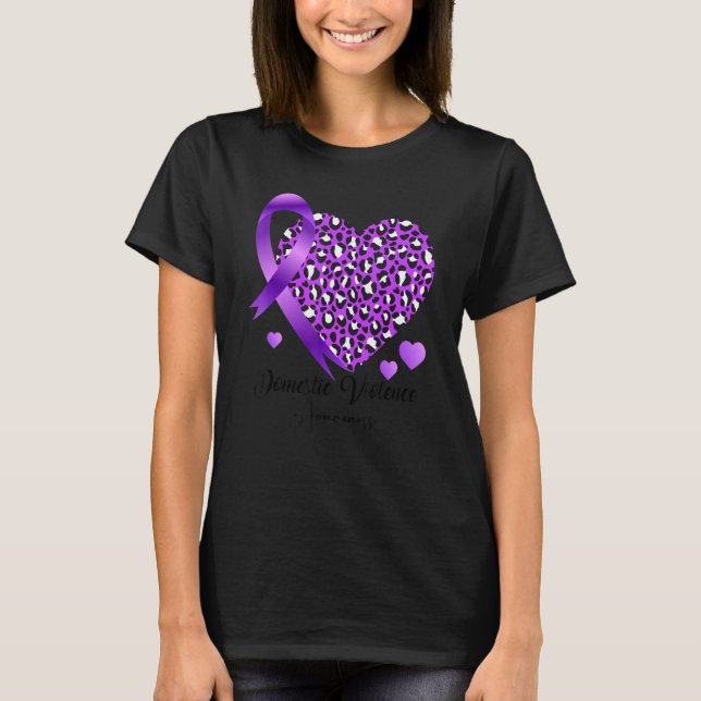 Camiseta Domestic Violence Awareness Heart Leopard Purple r (Frente)