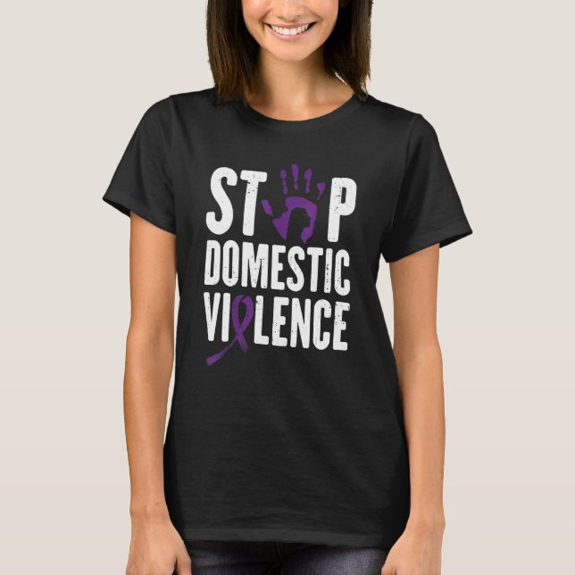 Camiseta Domestic Violence Awareness month Purple Ribbon (Frente)