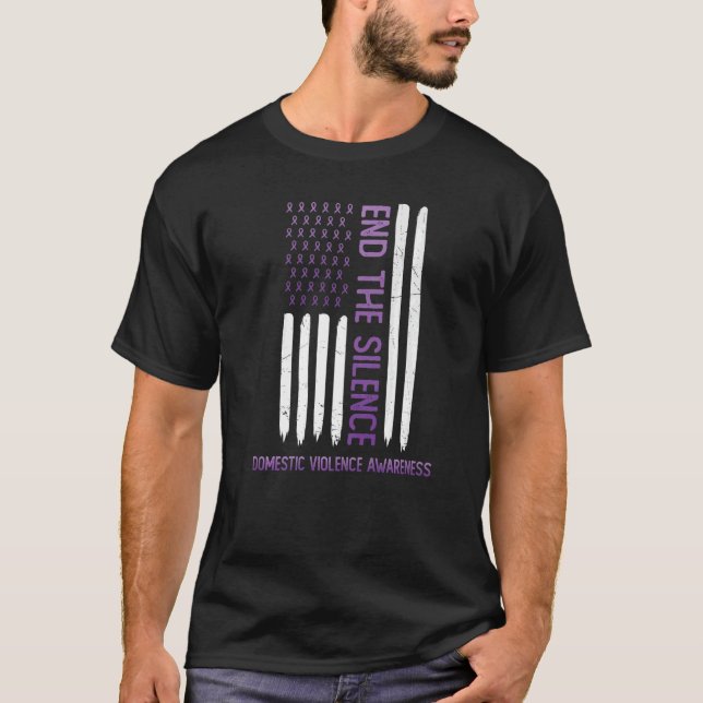 Camiseta Domestic Violence Awareness Purple USA Flag End Th (Frente)