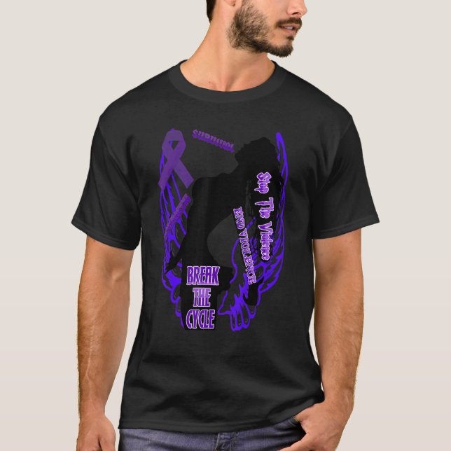 Camiseta Domestic Violence Awareness Woman Wing Survival St (Frente)