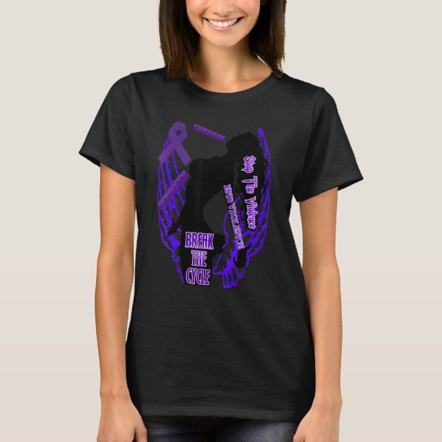 Camiseta Domestic Violence Awareness Woman Wing Survival St (Frente)