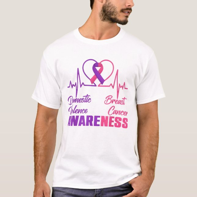 Camiseta Domestic Violence & Breast Cancer Awareness Month  (Frente)