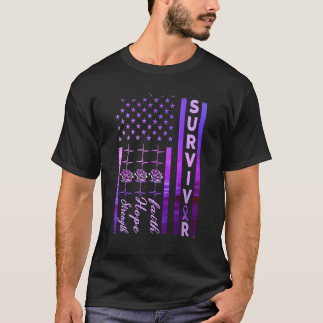 Camiseta Domestic Violence Strong Survivor Purple American  (Frente)