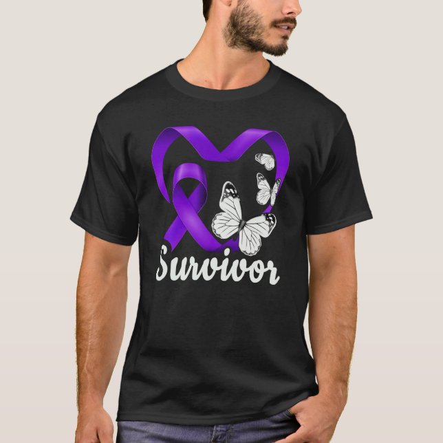 Camiseta Domestic Violence Survivor purple heart butterflie (Frente)