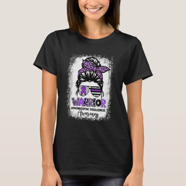 Camiseta Domestic Violence Warrior Ribbon Purple Warrior Me (Frente)