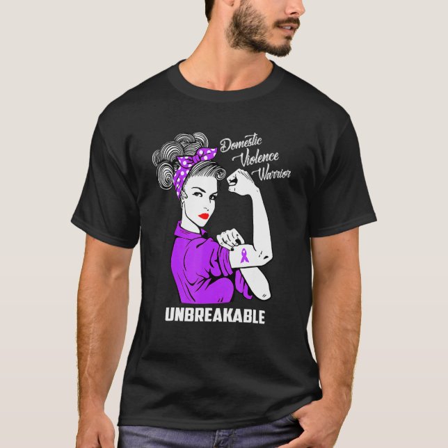 Camiseta Domestic Violence Warrior Unbreakable  Awareness (Frente)