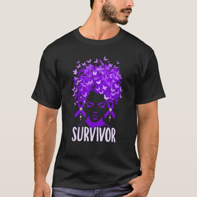Camiseta Domestic Violence Women purple butterflies Survivo (Frente)