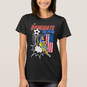 Camiseta Dominar O Campo Jogador De Futebol Ação Bandeira E