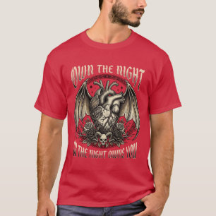 Camiseta Domine a Noite - Coração Gótico & Tatuagem de Asas
