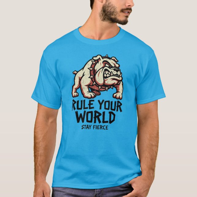 Camiseta DomineSeuMundoBulldog Libere O Poder Permaneça Fer (Frente)
