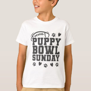 Camiseta Domingo do Bowl de Cachorrinho Super Jogo de Futeb