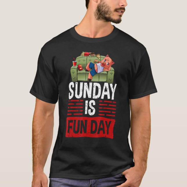 Camiseta Domingo É O Funday Sleepy Women Lazy Head Piggy Lo (Frente)