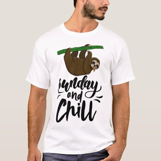Camiseta Domingo e Relaxa Engraçado Cabeça Sonolenta Pregui (Frente)