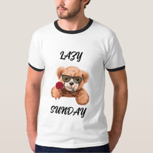 Camiseta Domingo Preguiçoso Humor de Domingo Fique Aconcheg