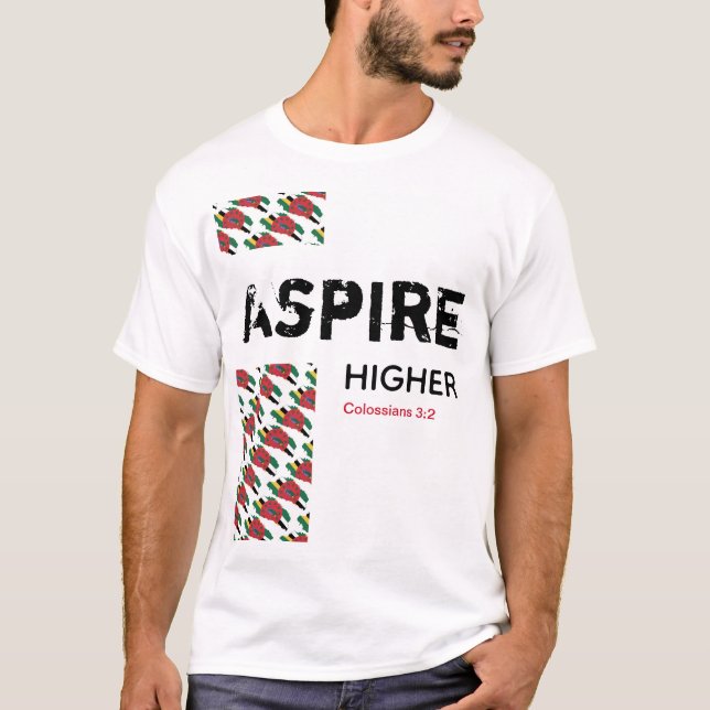 Camiseta Dominica ASPIRE - Escritura Cristã MAIS ALTO (Frente)