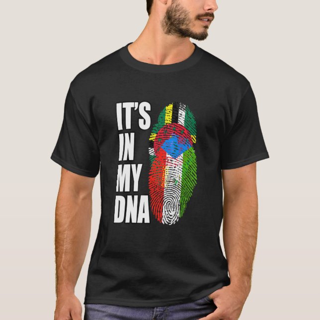 Camiseta Dominica E Guiné Equatorial Misturam DNA Flag Heri (Frente)
