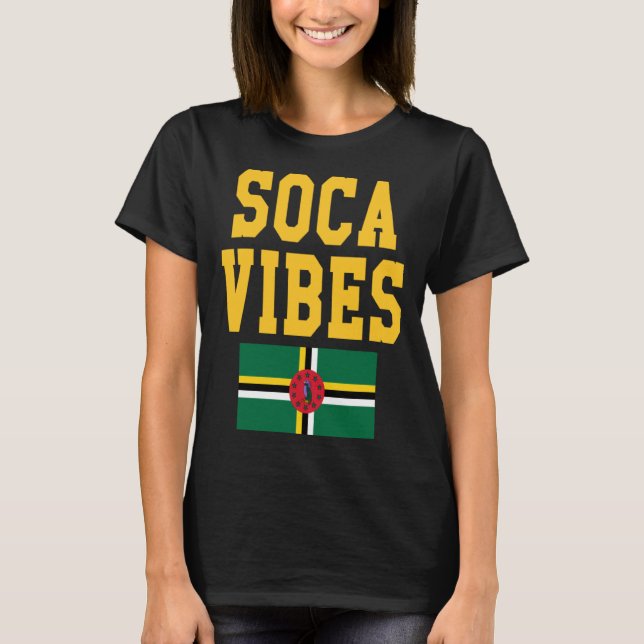 Camiseta Dominica Flag Soca Vibes jouvert party Caribbean c (Frente)