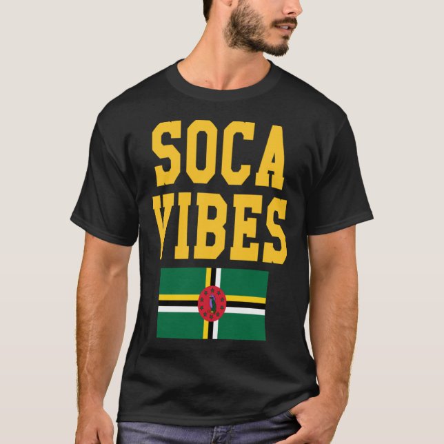 Camiseta Dominica Flag Soca Vibes jouvert party Caribbean c (Frente)