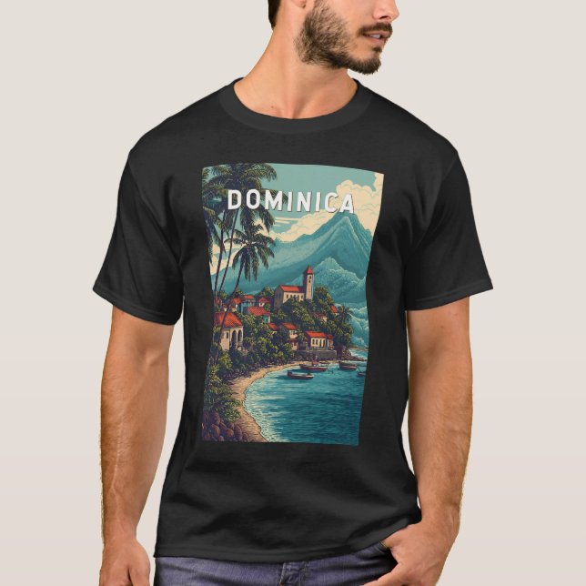 Camiseta Dominica Illustration Travel Art Vintage (Frente)