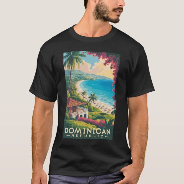 Camiseta Dominican Republic Beach Illustration Travel Art (Frente)