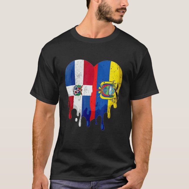 Camiseta Dominican Republic Ecuador Flag Heart Citizen Patr (Frente)
