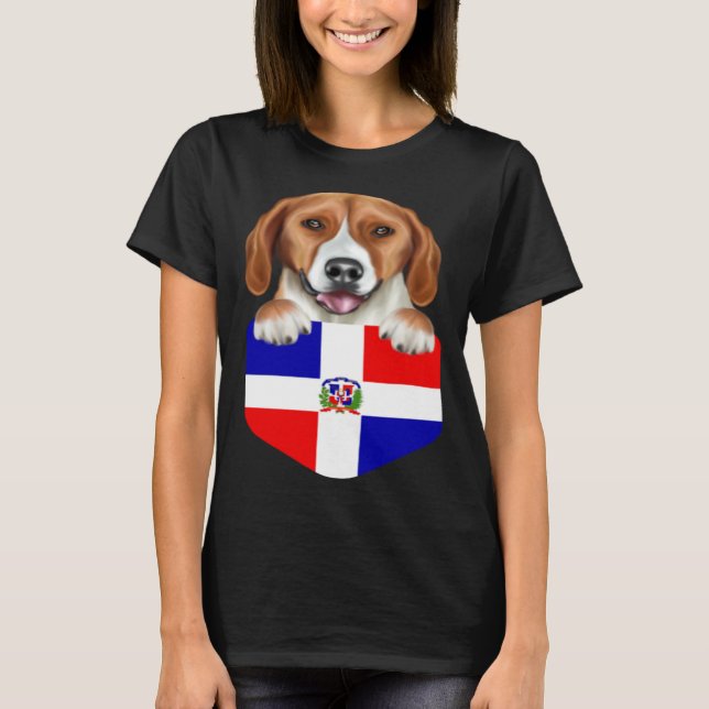 Camiseta Dominican Republic Flag American Foxhound Dog In P (Frente)