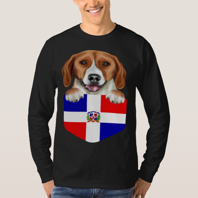 Camiseta Dominican Republic Flag American Foxhound Dog In P (Frente)