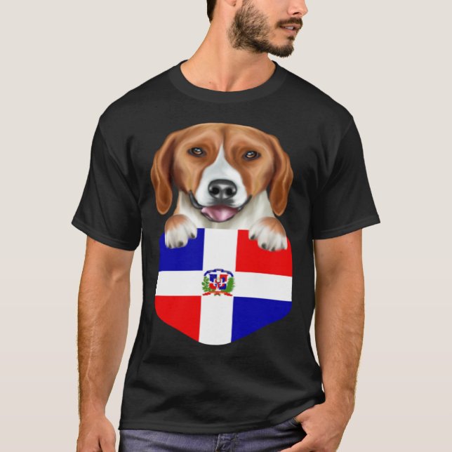 Camiseta Dominican Republic Flag American Foxhound Dog In P (Frente)