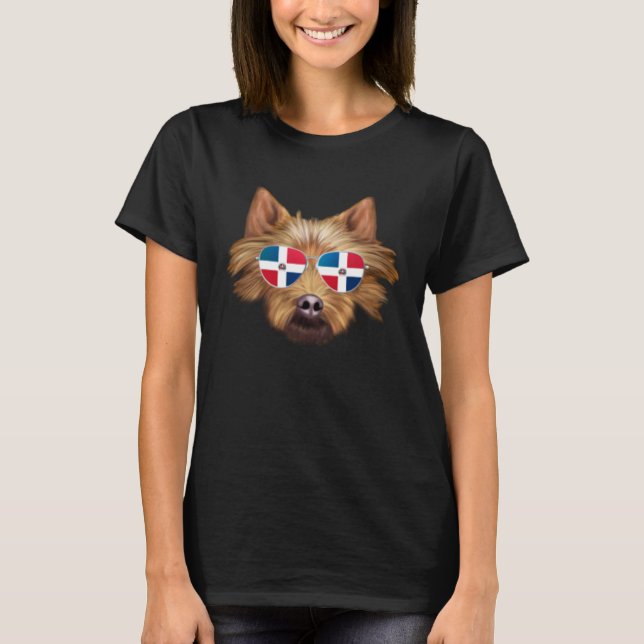 Camiseta Dominican Republic Flag Australian Terrier Dog Poc (Frente)