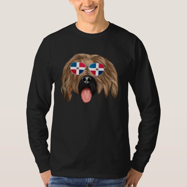 Camiseta Dominican Republic Flag Briard Dog Pocket (Frente)