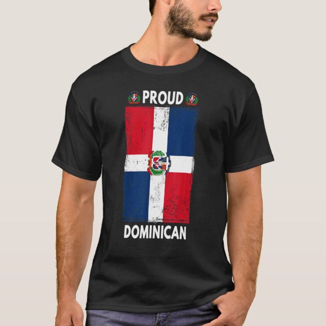 Camiseta Dominican Republic Flag For Men & Proud Dominican  (Frente)
