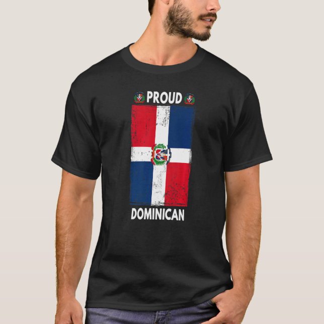 Camiseta Dominican Republic Flag For Men & Proud Dominican  (Frente)