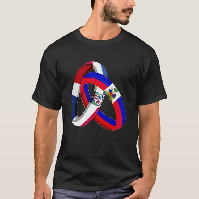 Camiseta Dominican Republic Flag Haiti Grown Ring Marriage  (Frente)