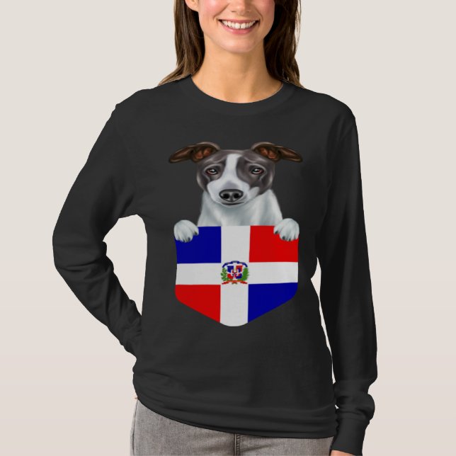 Camiseta Dominican Republic Flag Italian Greyhound Dog In P (Frente)