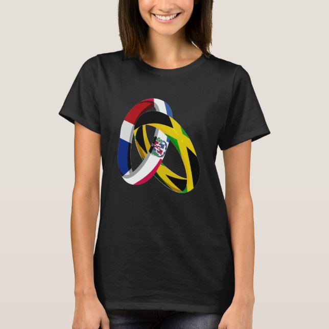 Camiseta Dominican Republic Flag Jamaica Grown Ring Marriag (Frente)